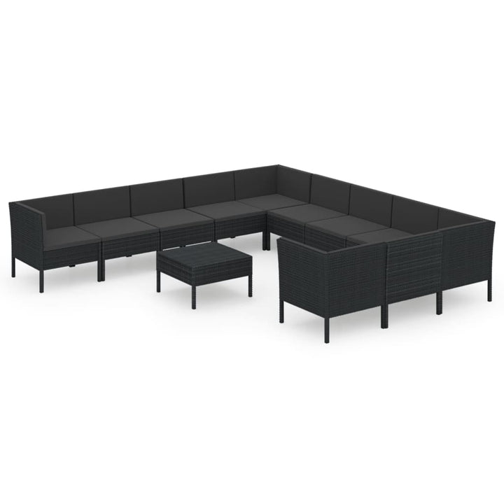 loungesæt til haven 12 dele med hynder polyrattan sort
