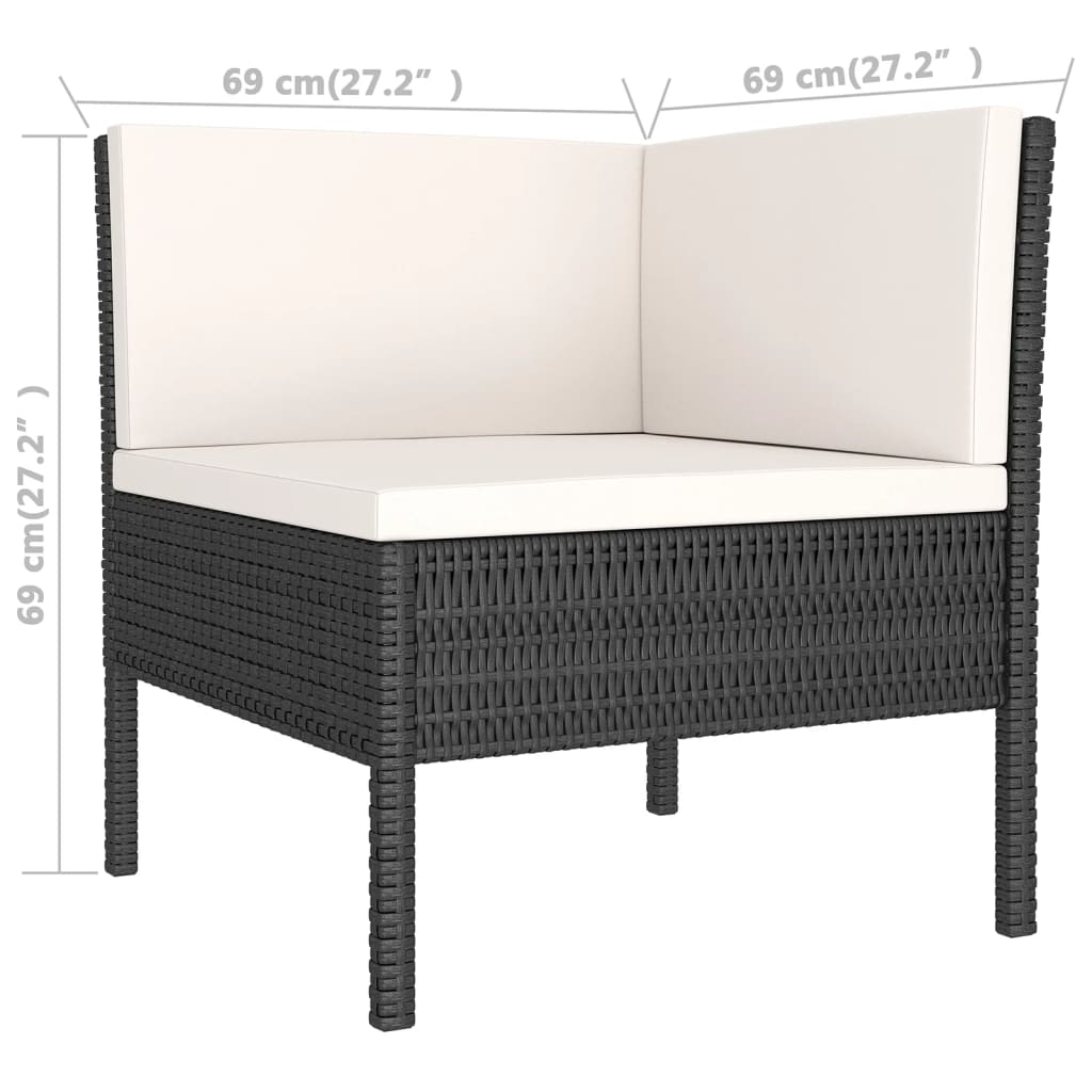 loungesæt til haven 7 dele med hynder polyrattan sort