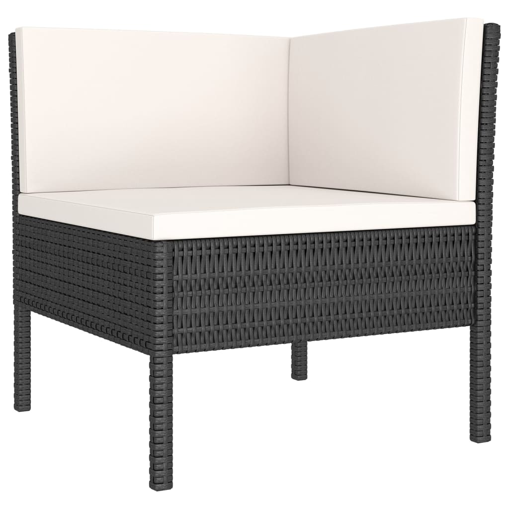 loungesæt til haven 9 dele med hynder polyrattan sort