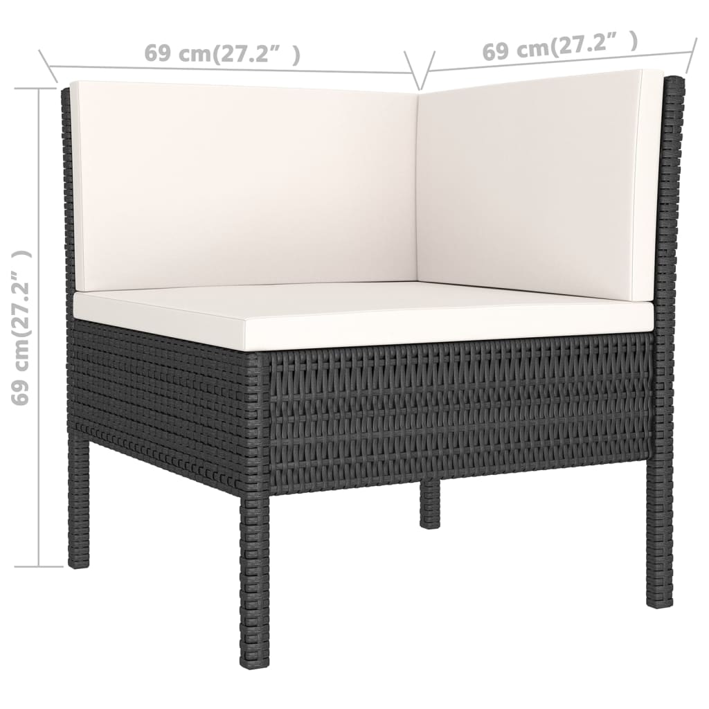 loungesæt til haven 9 dele med hynder polyrattan sort