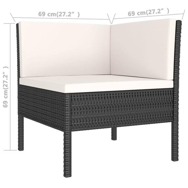 loungesæt til haven 9 dele med hynder polyrattan sort