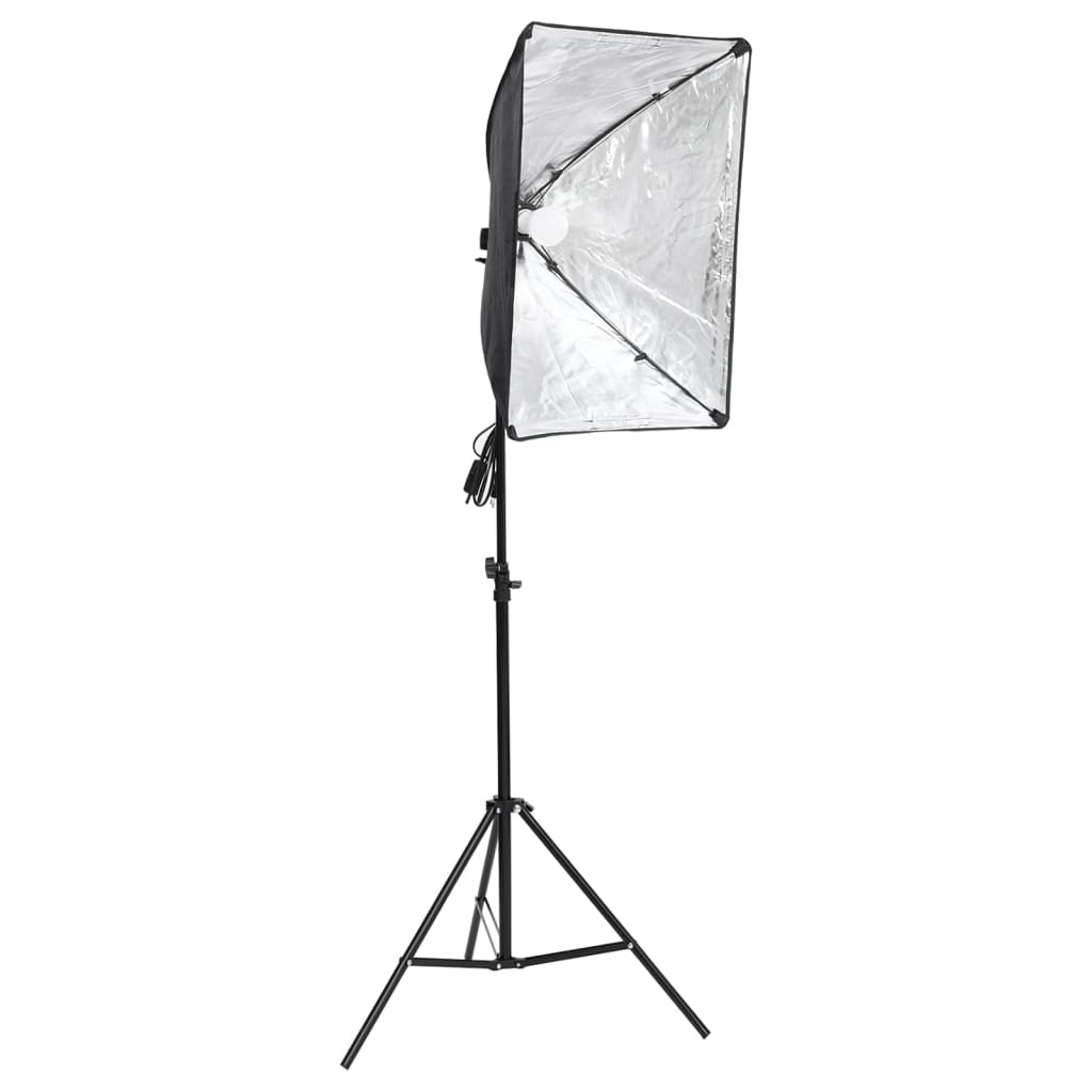 fotostudiesæt med softboxlampe + baggrund og reflektor