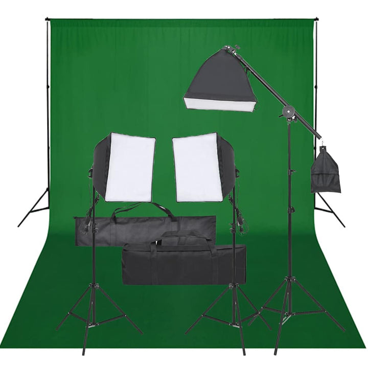 fotostudiesæt med lampesæt og baggrund