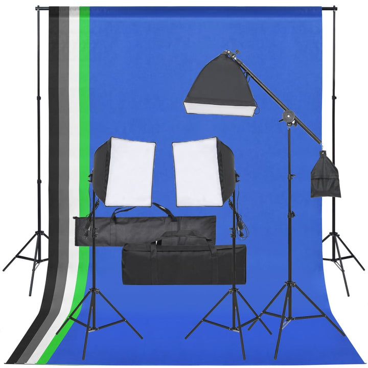 fotostudiesæt med lampesæt og baggrund