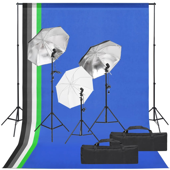 fotostudiesæt med lampesæt og baggrund
