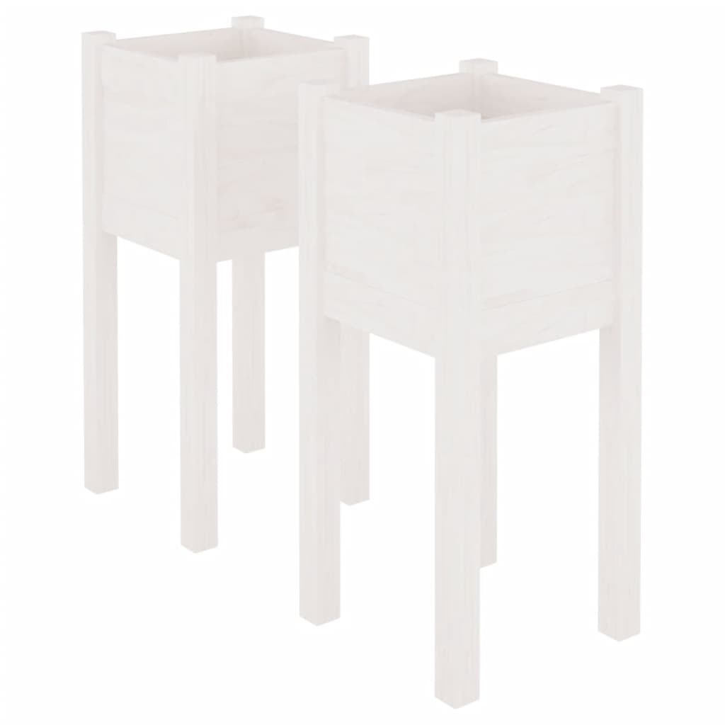 plantekasser 2 stk. 31x31x70 cm massivt fyrretræ hvid