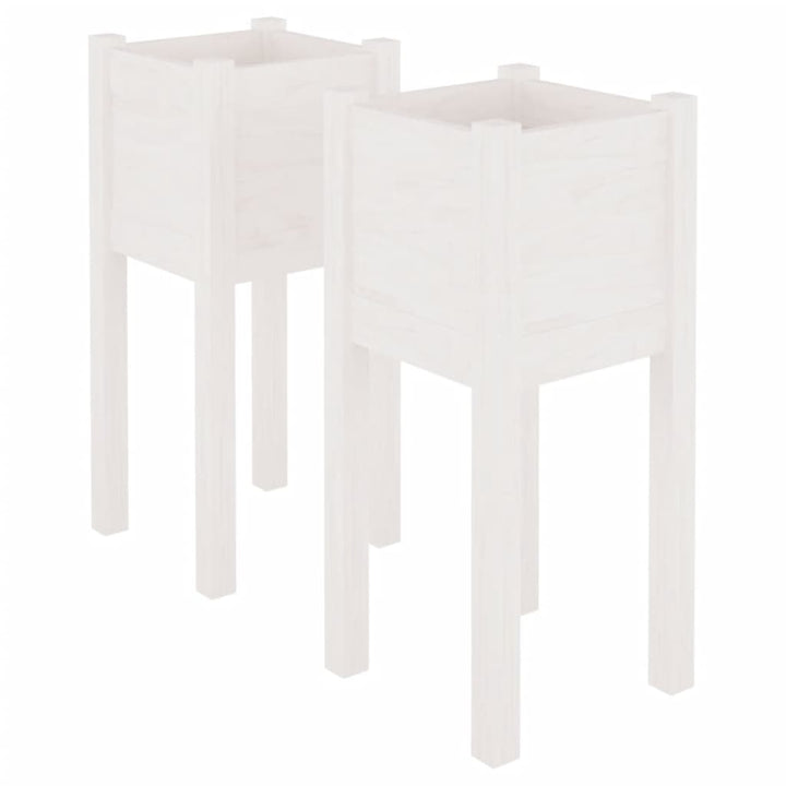 plantekasser 2 stk. 31x31x70 cm massivt fyrretræ hvid
