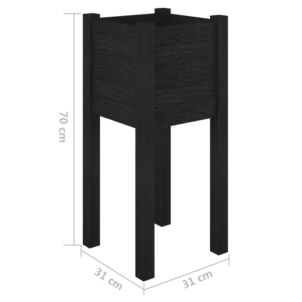 plantekasse 31x31x70 cm massivt fyrretræ sort
