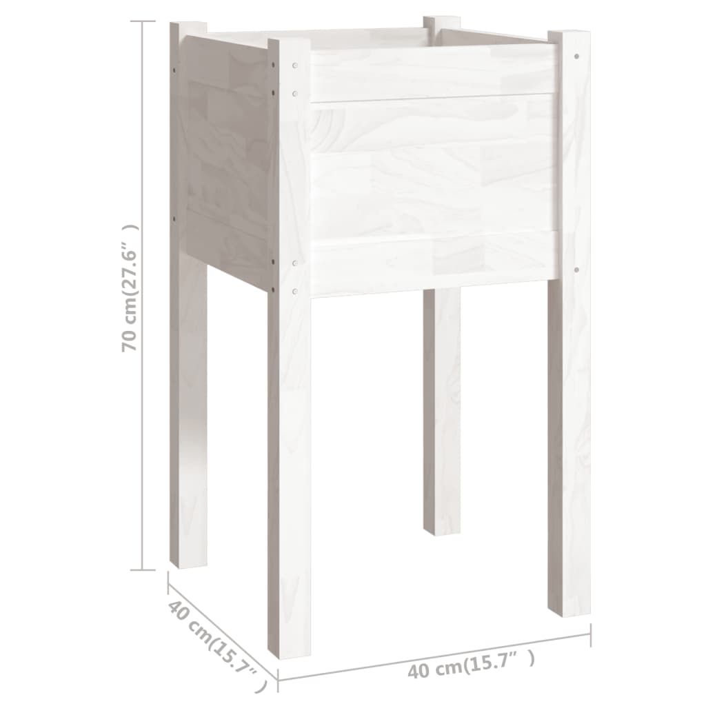 plantekasse 40x40x70 cm massivt fyrretræ hvid