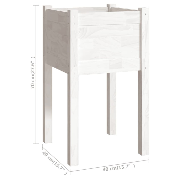 plantekasse 40x40x70 cm massivt fyrretræ hvid