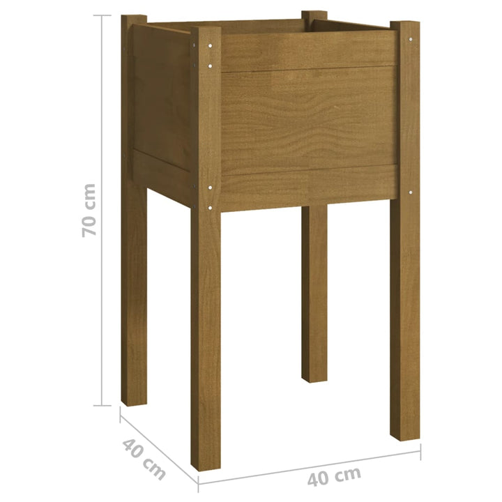 plantekasse 40x40x70 cm massivt fyrretræ gyldenbrun