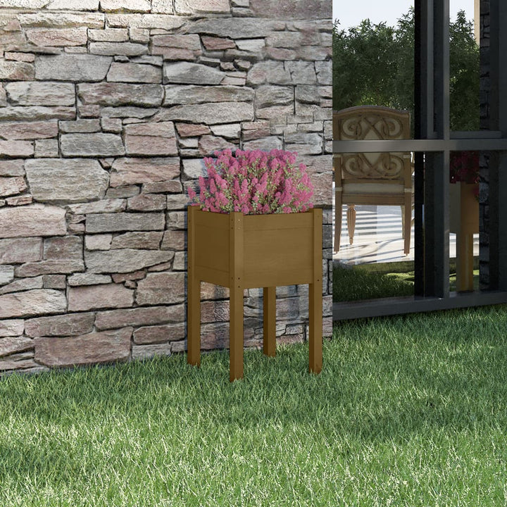 plantekasse 40x40x70 cm massivt fyrretræ gyldenbrun