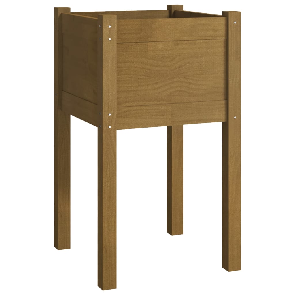 plantekasser 2 stk. 40x40x70 cm massivt fyrretræ gyldenbrun