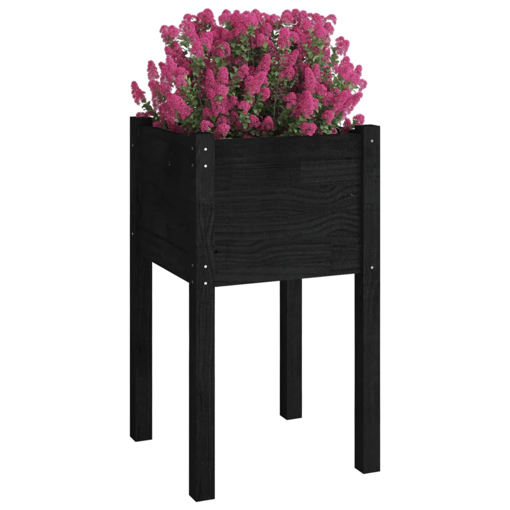 plantekasse 40x40x70 cm massivt fyrretræ sort
