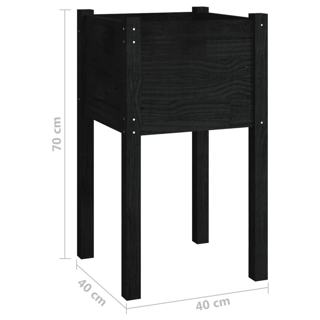 plantekasse 40x40x70 cm massivt fyrretræ sort