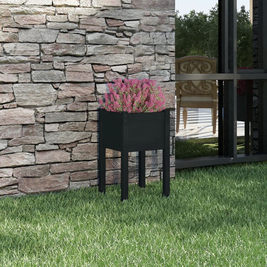 plantekasse 40x40x70 cm massivt fyrretræ sort