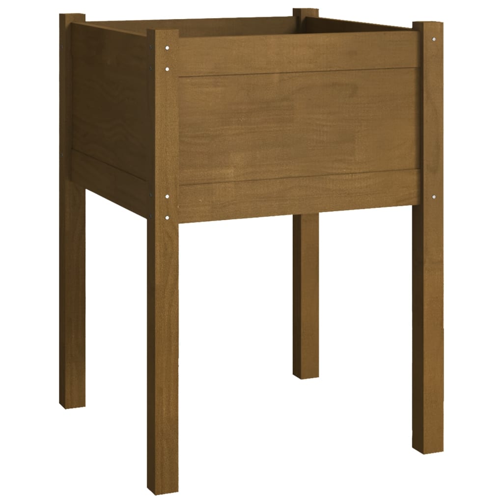 plantekasser 2 stk. 50x50x70 cm massivt fyrretræ gyldenbrun