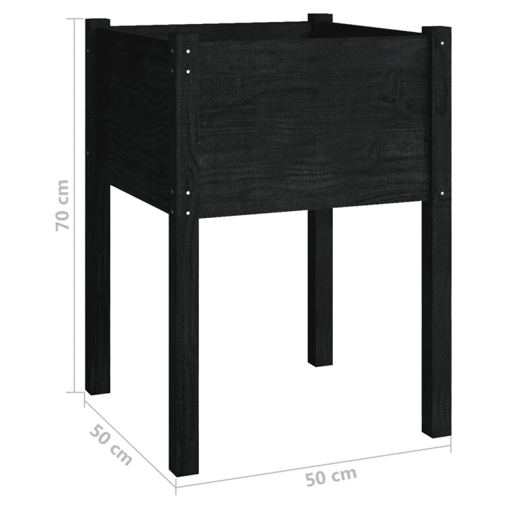 plantekasse 50x50x70 cm massivt fyrretræ sort