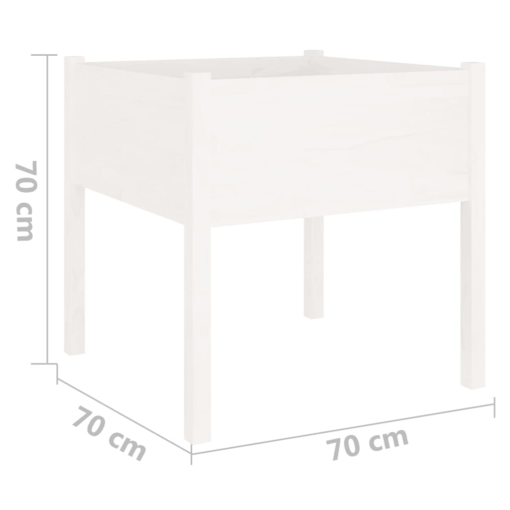 plantekasse 70x70x70 cm massivt fyrretræ hvid