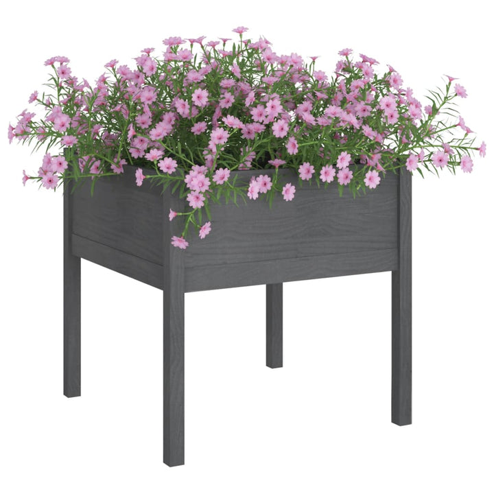 plantekasser 2 stk. 70x70x70 cm massivt fyrretræ grå
