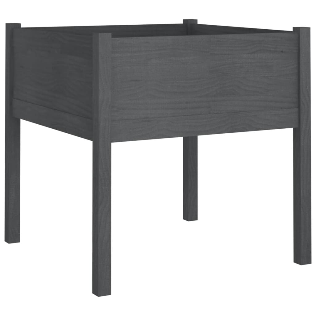 plantekasser 2 stk. 70x70x70 cm massivt fyrretræ grå
