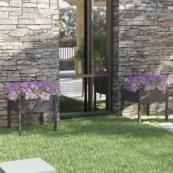 plantekasser 2 stk. 70x70x70 cm massivt fyrretræ grå