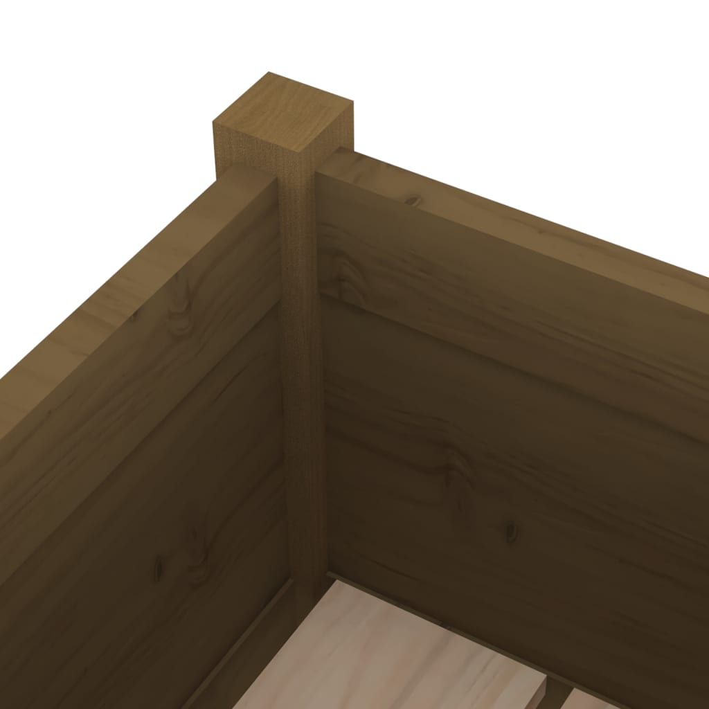 plantekasser 2 stk. 70x70x70 cm massivt fyrretræ gyldenbrun