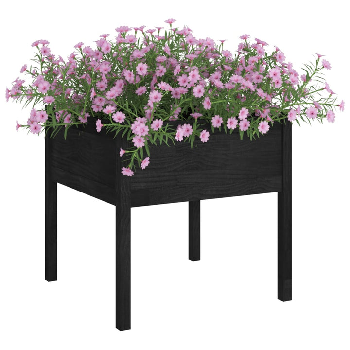 plantekasser 2 stk. 70x70x70 cm massivt fyrretræ sort