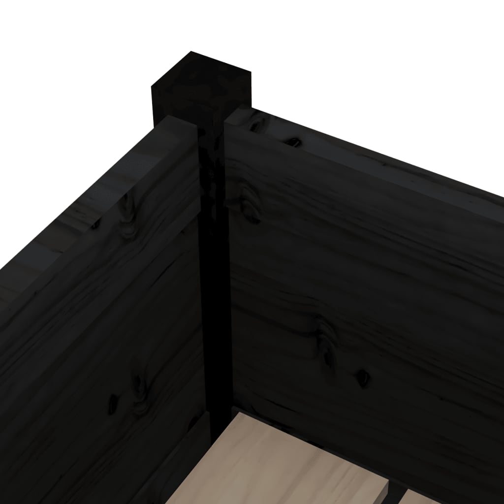 plantekasser 2 stk. 70x70x70 cm massivt fyrretræ sort