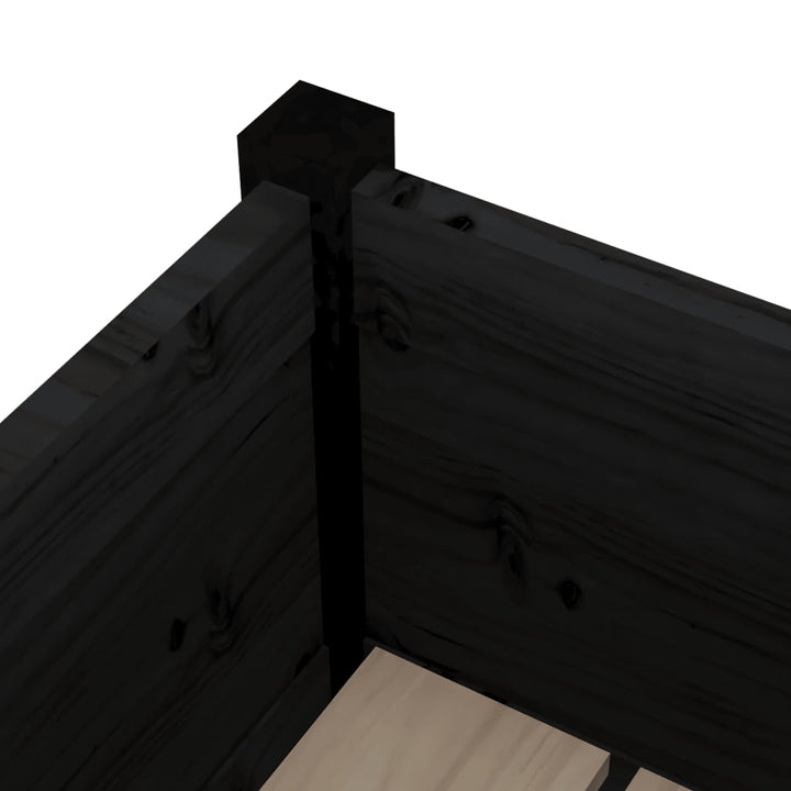 plantekasser 2 stk. 70x70x70 cm massivt fyrretræ sort