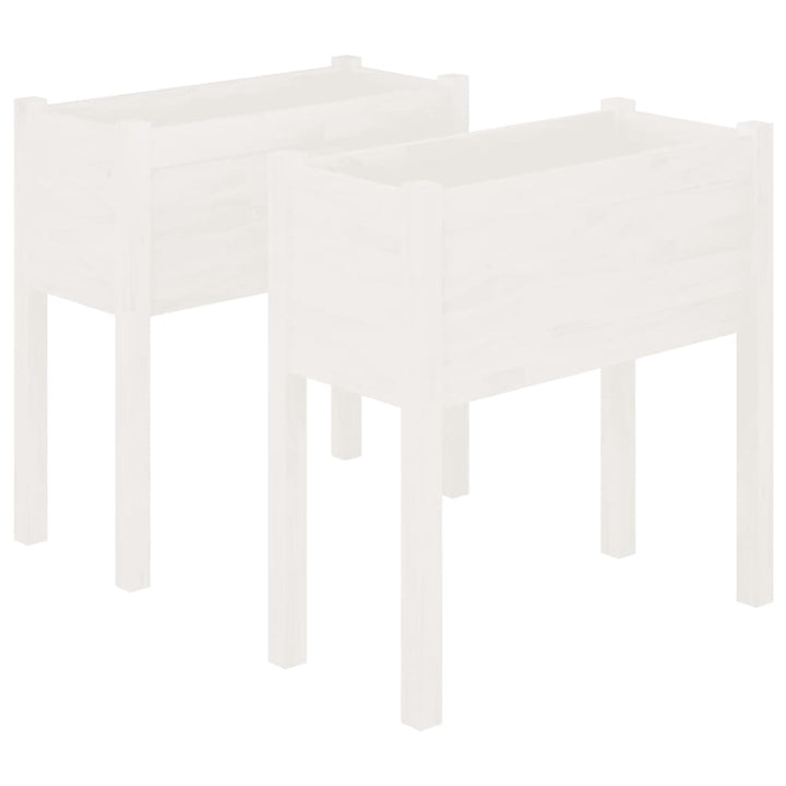 plantekasser 2 stk. 70x31x70 cm massivt fyrretræ hvid