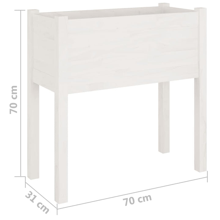 plantekasser 2 stk. 70x31x70 cm massivt fyrretræ hvid
