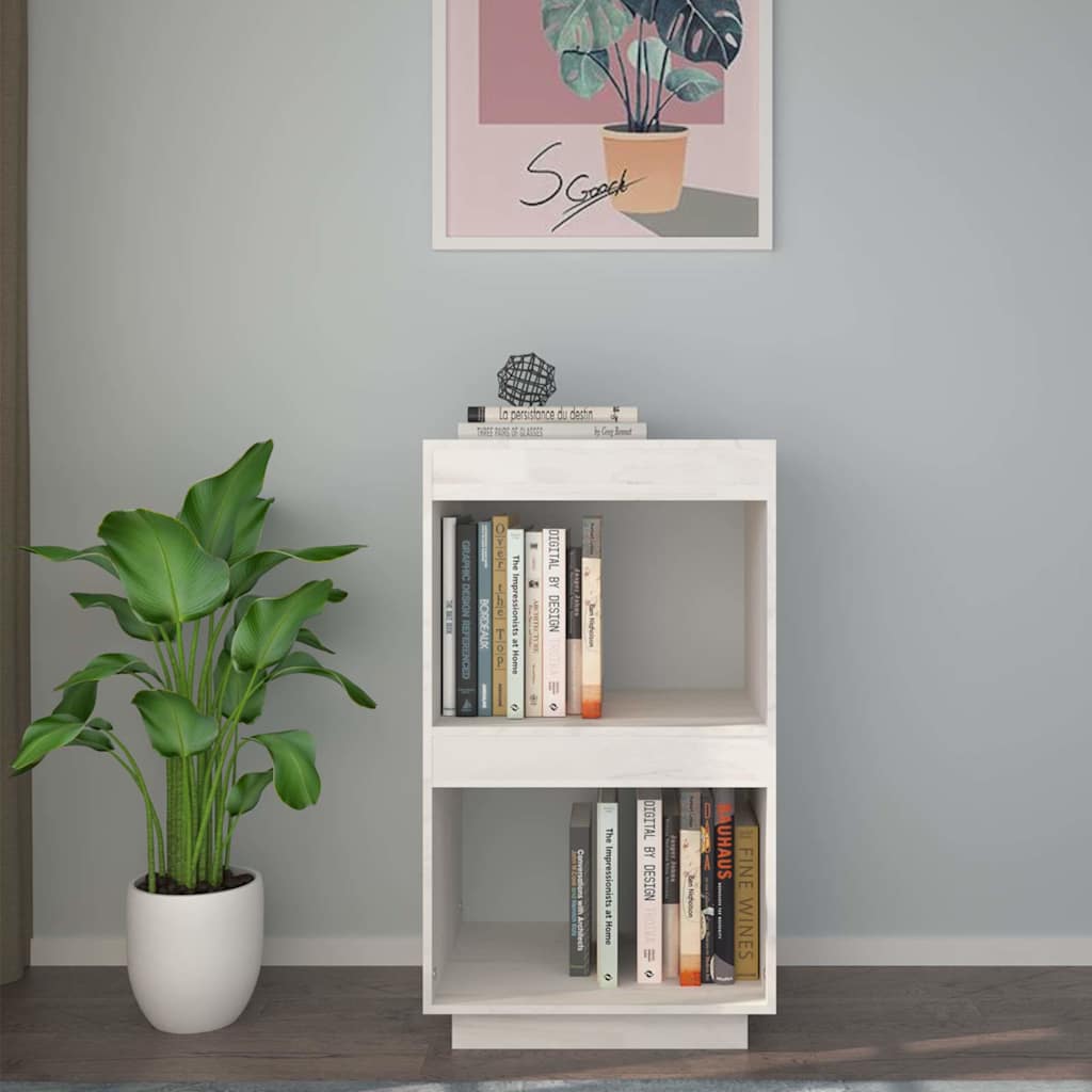bogreol 40x35x71 cm massivt fyrretræ hvid