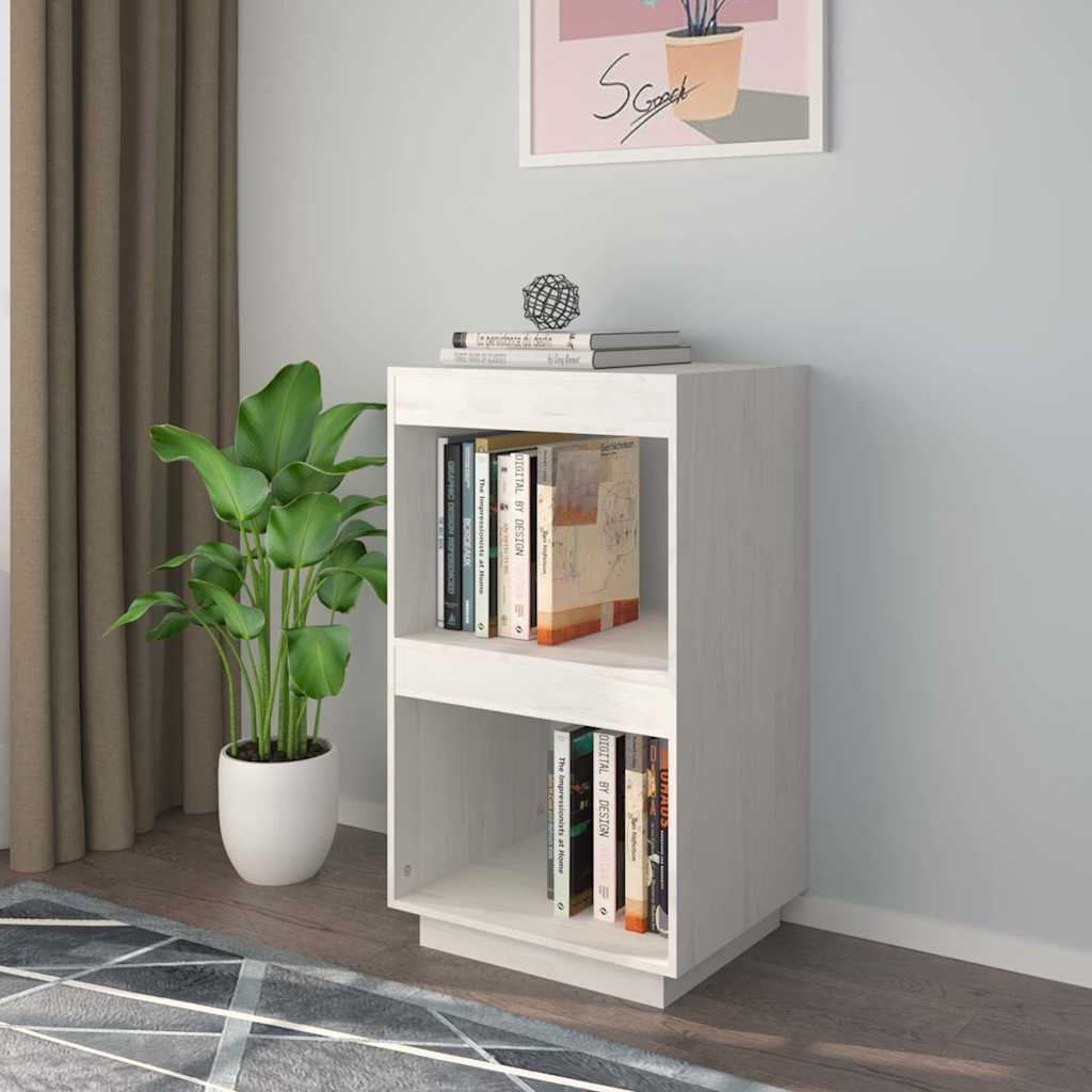 bogreol 40x35x71 cm massivt fyrretræ hvid