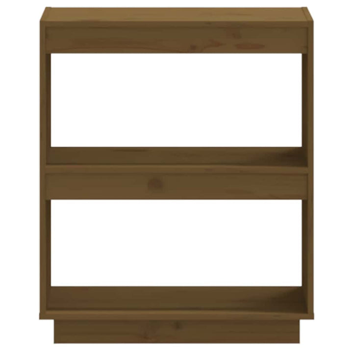 bogreol 60x35x71 cm massivt fyrretræ gyldenbrun