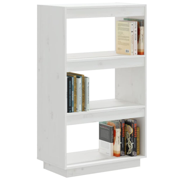 bogreol/rumdeler 60x35x103 cm massivt fyrretræ hvid