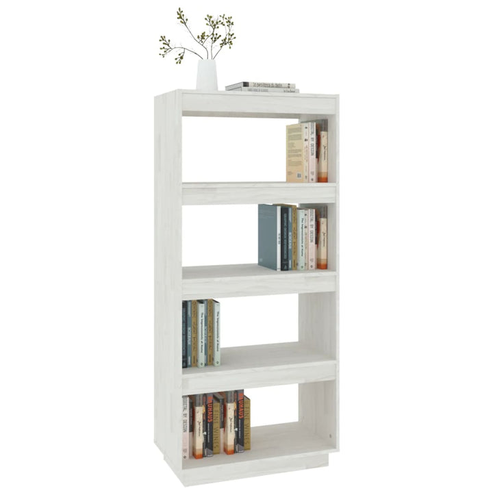 bogreol/rumdeler 60x35x135 cm massivt fyrretræ hvid