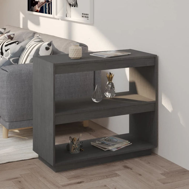 bogreol 80x35x71 cm massivt fyrretræ grå