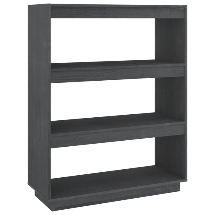 bogreol/rumdeler 80x35x103 cm massivt fyrretræ grå