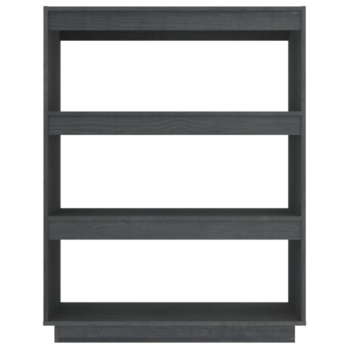 bogreol/rumdeler 80x35x103 cm massivt fyrretræ grå
