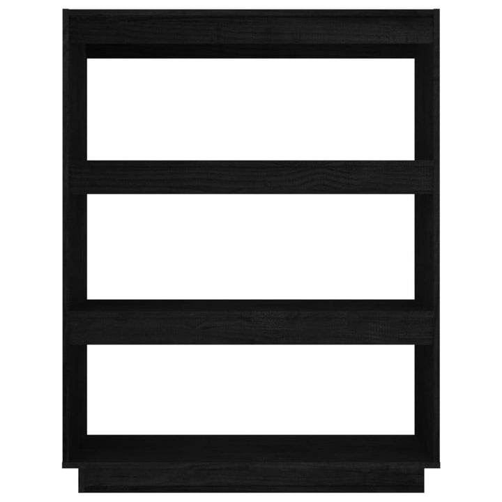 bogreol/rumdeler 80x35x103 cm massivt fyrretræ sort