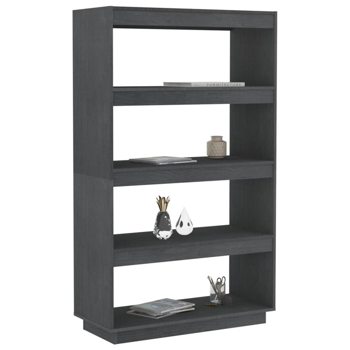 bogreol/rumdeler 80x35x135 cm massivt fyrretræ grå