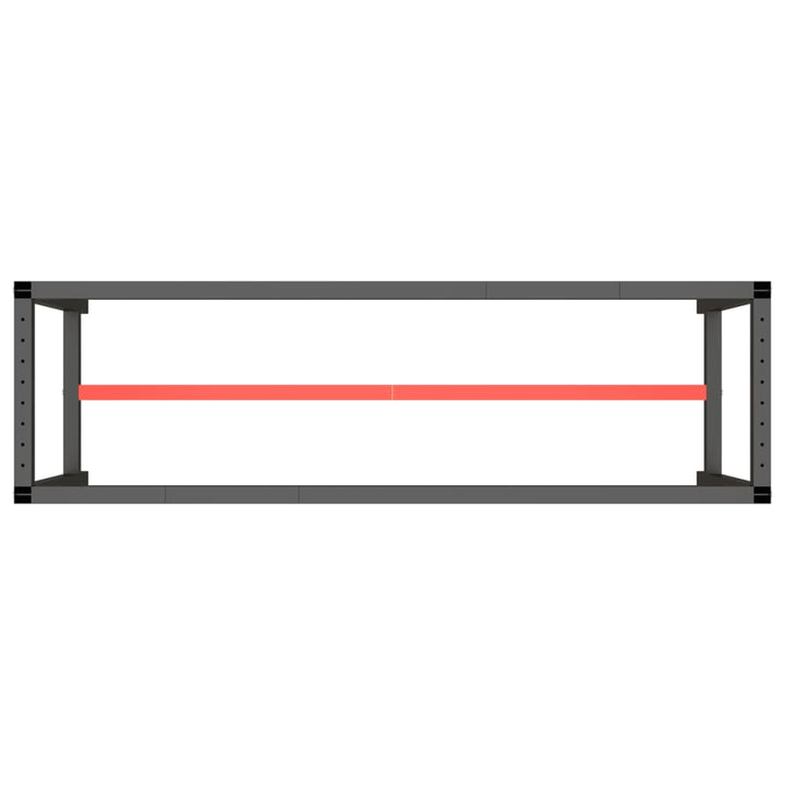 stel til arbejdsbænk 170x50x79 cm metal mat sort og mat rød