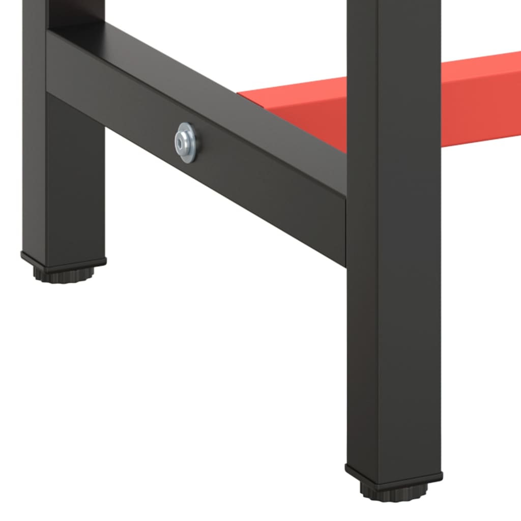 stel til arbejdsbænk 170x50x79 cm metal mat sort og mat rød