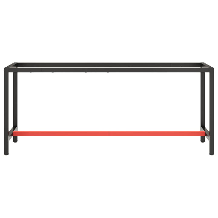 stel til arbejdsbænk 190x50x79 cm metal mat sort og mat rød