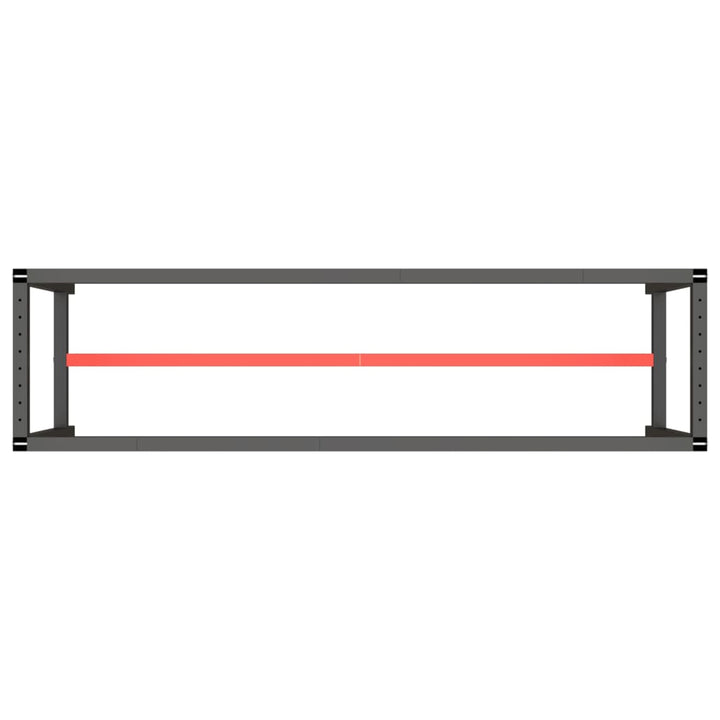 stel til arbejdsbænk 210x50x79 cm metal mat sort og mat rød