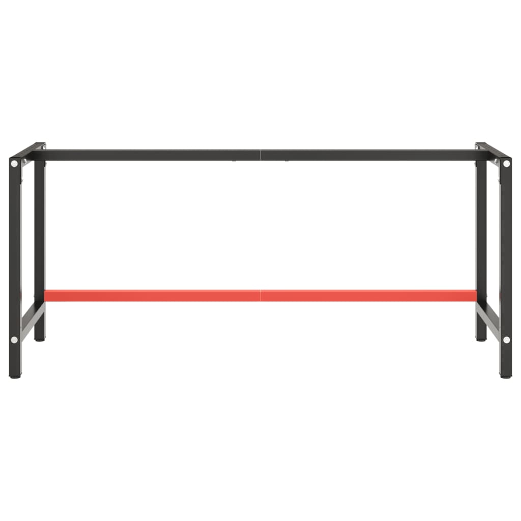 stel til arbejdsbænk 180x57x79 cm metal mat sort og mat rød