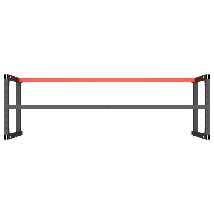 stel til arbejdsbænk 180x57x79 cm metal mat sort og mat rød