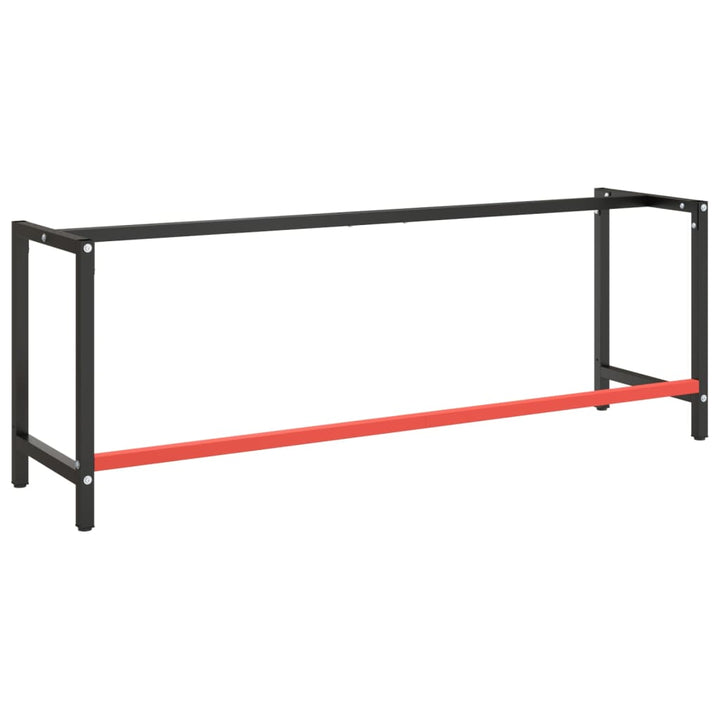 stel til arbejdsbænk 220x57x79 cm metal mat sort og mat rød