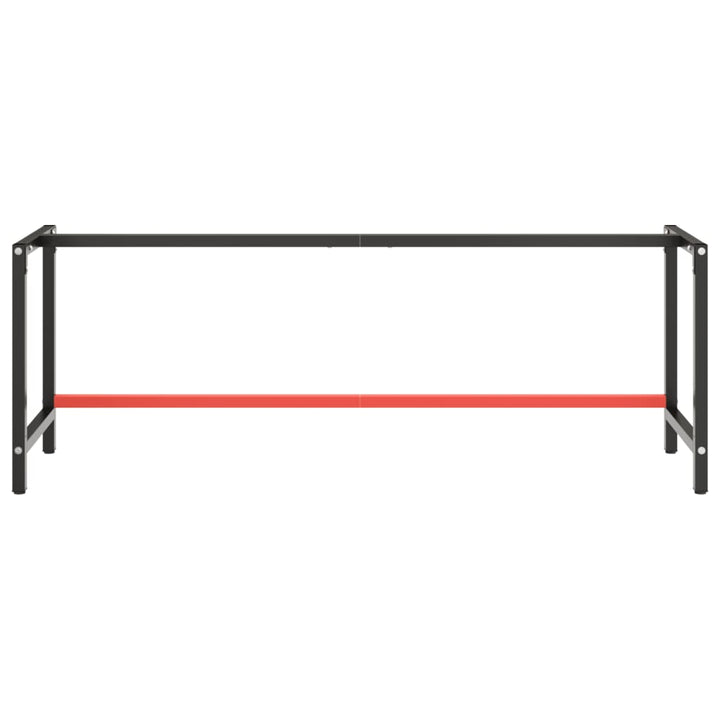 stel til arbejdsbænk 220x57x79 cm metal mat sort og mat rød